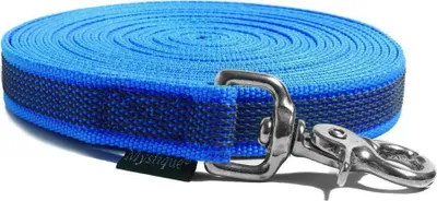 Produktbild von Mystique® Gummierte Schleppleine 20mm mit HS rostfreiem Scherenkarabinerhaken blau 5m