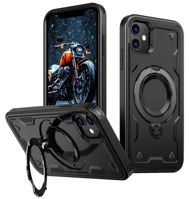 Produktbild von iPhone 11 / XR Hülle - Coverup Armor Back Cover met MagSafe Compatible Kickstand - Schwarz