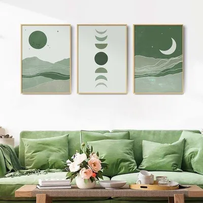 Immagine prodotto di Set di 3 stampe artistiche astratte vintage su tela, dimensioni 30 x 40 cm, stile minimalista, senza cornice – quadri decorativi per soggiorno, camera da letto e ufficio