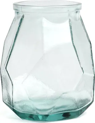 Image de Bazar Bizar Vase verre recyclé bleu 17x17x19cm