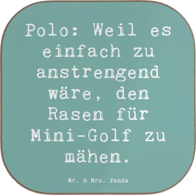 Produktbild von Mr. & Mrs. Panda Untersetzer Spruch Polo Spaß - Meeresbrise - Geschenk, Holzuntersetzer, Flaschenuntersetzer, für Gläser, Adrenalin, Sportler Geschenke, Teamsport, Glas
