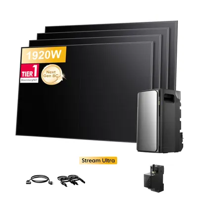 Produktbild von Balkonkraftwerk mit Speicher 1920Wh, EcoFlow Stream Ultra All-in-One Speicher mit Smarten Zähler, Sunpro 1920W Solarmodule für Balkonkraftwerk 0% VAT