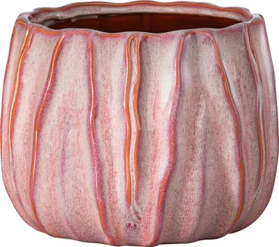 Produktbild von Dehner Übertopf Fan, bauchiger Indoor Blumentopf, Ø außen 15.5 cm / innen 12 cm, Höhe 13.5 cm, glasierte Keramik, rosa