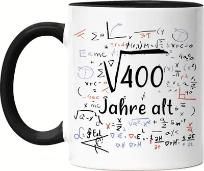 Produktbild von Wurzel von 400 Jahre Alt Tasse Schwarz 200. Geburtstag Humorvolles Motiv als Geburtstagsgeschenk Geschenkidee