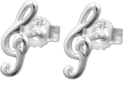 Produktbild von Stecker Ohrstecker 9mm Notenschlüssel Musiknote 925 Silber für Damen