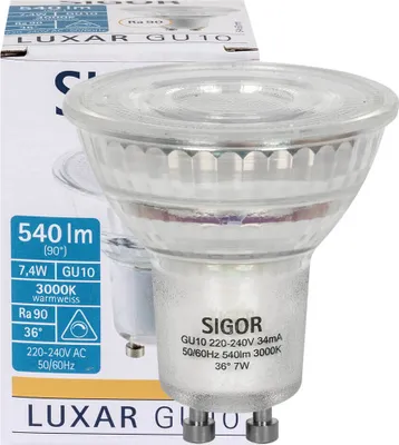 Zdjęcie produktu dla SIGOR 7.4W Luxar szkło GU10 540lm 3000K 36° ściemnialny reflektor LED QPAR51