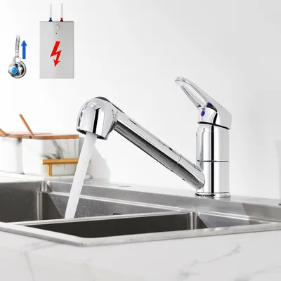 Produktbild von Niederdruck Küchenarmatur ausziehbar 70 cm, Wasserhahn Küche mit 2 Strahlarten, 360° drehbar, Spültischarmatur Chrom mit Brause, für Boiler, Auralum