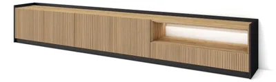 Immagine prodotto di Mobile TV Soggiorno, Ampio spazio a disposizione, 310x37x50 cm, Per TV fino a 80", Led, Stile moderno, Rovere e nero