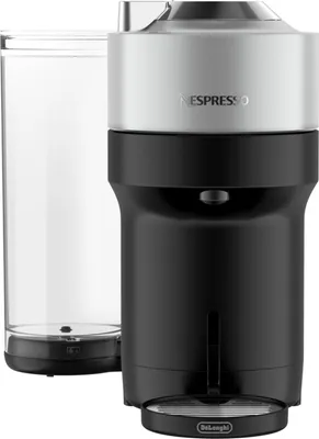 A Nespresso Vertuo coffee machine with a water tank.