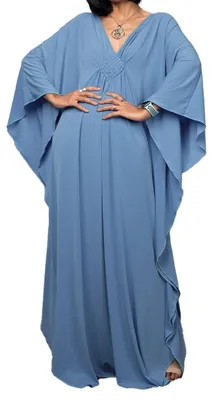 Produktbild von Strandkleid V-Ausschnitt - Kaftan - Maxi - Boho-Stil - Lange Ärmel - Polyester/Baumwolle