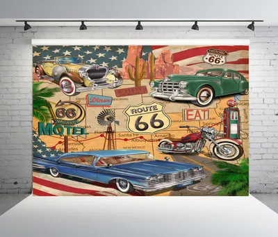 Productafbeelding van Vintage Route 66 Fotografie Achtergrond 7x5ft