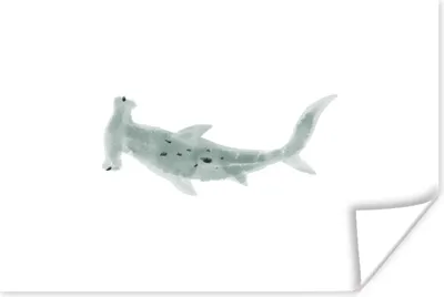 Produktbild von MuchoWow® Poster Hai - Aquarell - Grau 180x120 cm - Fotoplakat