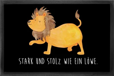 Produktbild von Mr. & Mrs. Panda Schuhabstreifer Sternzeichen Löwe 60 x 90 cm - Schwarz - Geschenk, Bodenvorleger, König Der Tiere, August, Fußabstreifer, Gummi-Fußmatte, Geburtstag