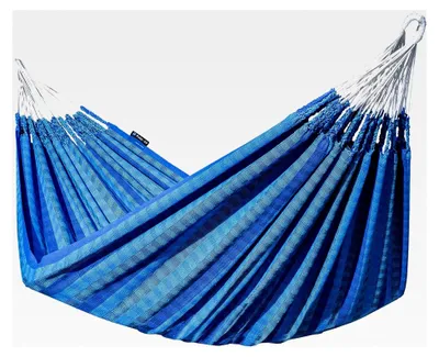 Produktbild von Morena Hängematte 230 x 160 cm, Tragfähigkeit bis 220 kg, 100% Baumwolle Doppelhängematte (Blau)