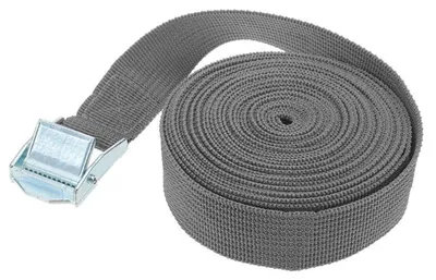 Image de Sangle de tensionnement de 25 mm x 4 m avec boucle à cliquet pour moto, voiture, bagages, remorque - Gris