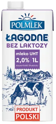 Zdjęcie produktu dla Polmlek Mleko Łagodne bez laktozy 2% 1 l