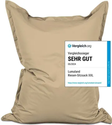 Produktbild von Lumaland Riesen-Sitzsack XXL 140x180 cm Wasserfestes Indoor & Outdoor Liegekissen über 3 Mio. anpassungsfähigen EPS-Perlen Bean Bag waschbarem Bezug