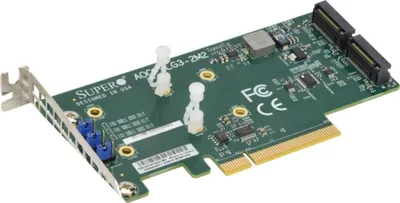 Produktbild von Supermicro AOC-SLG3-2M2, PCIe, M.2, Niedriges Profil, PCIe 3.0, Grün, 10 - 55 °C
