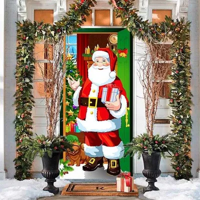 Produktbild von Kerstmann-Deurhänge, 90 x 185 cm, Stoffen Kerstmann-Fotohintergrund, Weihnachtsdeko für Zuhause, Eingang, Urlaub