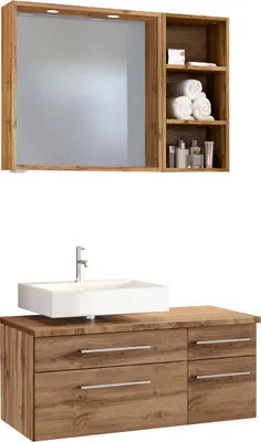 Produktbild von Unterbecken-Set Handwaschplatz Gästebad Badmöbel Waschplatz Badset "Davos VIII" Wotan Eiche