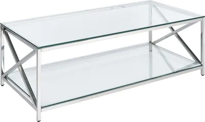 Obrázek produktu pro BELIANI Konferenční stolek průhledný skleněná deska stříbrný ocelový rám 40 x 60 cm glamour moderní obývací pokoj ložnice předsíň