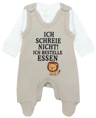 Produktbild von TupTam Unisex Baby Strampler Set Spruch Mamas & Papas Schatz, Farbe: Ich schreie nicht, ich bestelle Essen, Größe: 56