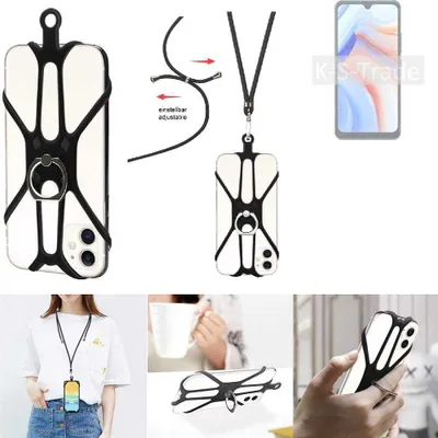 Produktbild von K-S-Trade 3in1 Handykette Handyband Handykordel Halsband Smartphone-Ring Handy-Ring kompatibel mit Cubot Note 8 Fingerhalterung Handyring
