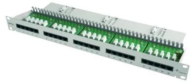Produktbild von Telegärtner 25-port ISDN patch panel, RJ-45, Rackeinbau, 1U, 482,9 mm, 44,2 mm, 164,8 mm