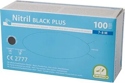 Produktbild von 100 Medi-Inn Medi-Inn® PS Handschuhe, Nitril puderfrei Black Plus schwarz Größe M 93018