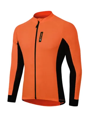 Produktbild von Langarm Fahrradtrikot Fahrradjacke Herren Radtrikot Atmungsaktive Jersey Shirts Fahrradbekleidung Orange 2XL