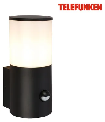 Image de Telefunken Lampe LED murale, détecteur de mouvement, protection contre les éclaboussures, noir, dimensions : 24 x 13,5 x 10,5 cm
