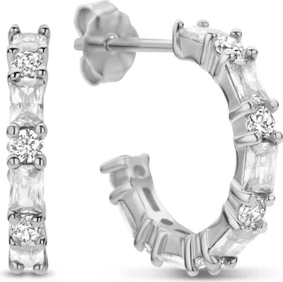 Produktbild von Neu Bling 9NB-1031 Silber Halb Ohrringe mit Zirkonia 15 mm - 2 mm breit - Weiß - Pouchette - Rhodium - Silber