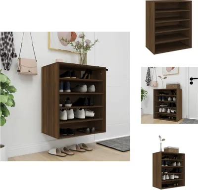 Zdjęcie produktu dla vidaXL Szafka na buty brązowy dąb 60x35x70 cm materiał drewnopochodny - Półki i szafki na buty