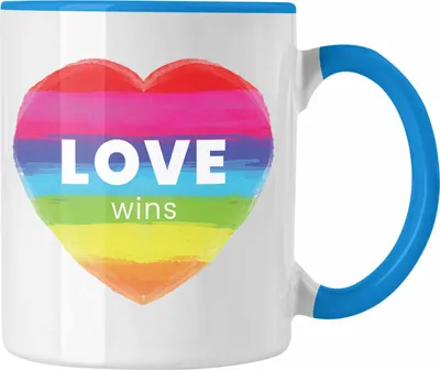 Produktbild von Trendation - Regenbogen Tasse Geschenk LGBT Schwule Lesben Transgender Grafik Pride Love (Blau)