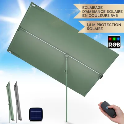 Image de Blumfeldt Parasol Flex Garden Intelligent, Parasol de Jardin Exterieur et Balcon, Panneaux Solaires, Lumières LED, Protection UV, Etanche, Parasol Deporte Réglables Hauteur, Angle - Base Non Incluse