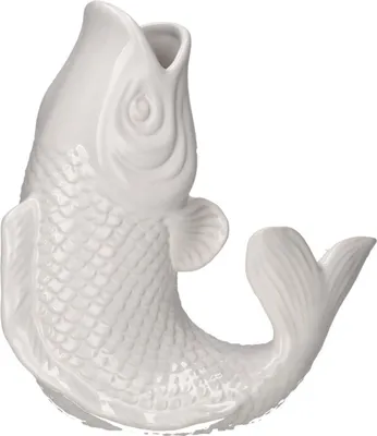 Produktbild von Gift Company Vase Mamsell Koi S, Dekovase in Fisch-Form, Steingut, Weiß, H 25 cm, 1214303001