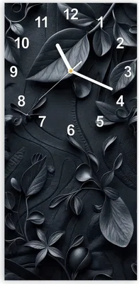 Produktbild von Wanduhr aus Glas mit Motiv Blumenmuster Dunkel- 30 x 60 cm - inkl. Aufhängesystem