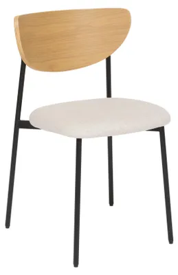 Produktbild von Stuhl mit Rückenlehne aus Holz und Metallbeinen