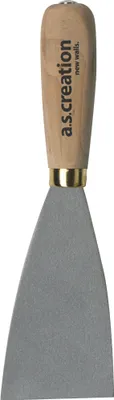 Produktbild von A.S. Création New Walls hochwertiger Malerspachtel mit biegsam geschliffenem Stahlblatt und ovalem Holzgriff 60 mm