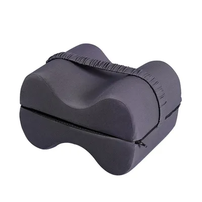Produktbild von Kniekissen für Seitenschläfer, Memory Foam Beinpolster mit Gurt, Linderung von Rücken-, Hüftschmerzen & Schwangerschaft, Grau