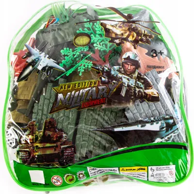 Produktbild von Militär Basis Spielset Armee Soldaten Figuren & Fahrzeuge im Rucksack - Großes Kriegsspielzeug Set