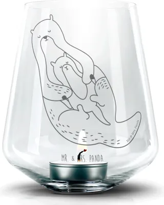 Produktbild von Mr. & Mrs. Panda Teelichthalter Otter Kind - Transparent - Geschenk, Kerzenhalter Glas, Laterne, Windlicht, windlichtglas, Sohn, Familie, Baby, Tochter, Mutter