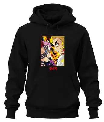 Obrázek produktu pro rengoku Akaza Flame Fight Anime Gift Fan Uni mikina s kapucí, černá, XXL