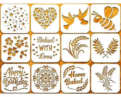 12 Brotschablonen 15x15 cm für Backen, Desserts & Basteln
