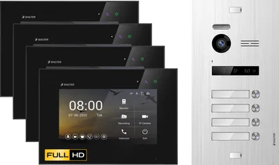 Produktbild von Balter EVO-HD türsprechanlage Satz|überwachungskamera aussen mit 2 Draht Bus&4 Touchscreen-Monitors|4 Familienhäusvideo türklingel mit WiFi App Steuer