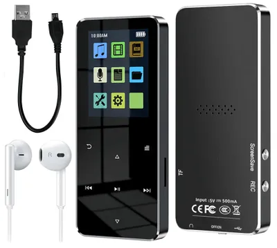 Produktbild von MP3-Player mit Bluetooth HiFi-Sound Musik-Player mit Lautsprecher externer TF-Kartensteckplatz 1,8 Zoll Bildschirm Schwarz