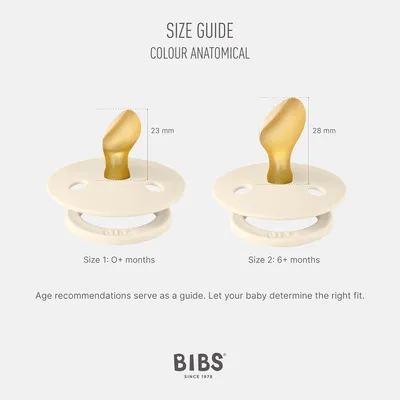 Produktbild von BIBS Colour Anatomical Glow Schnuller 2er-Pack, BPA-frei. Leuchtet im Dunkeln, Kiefergerechte Form. Naturkautschuk / Latex, Hergestellt in Dänemark. Größe 2 (6-18 Monate), Sage Glow / Cloud Glow