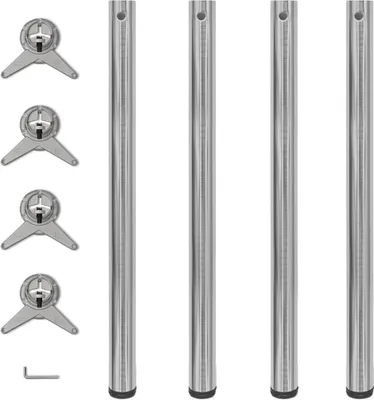 Produktbild von 4x höhenverstellbares Tischbein Nickel gebürstet 870 mm , Tischbeine Design 2024