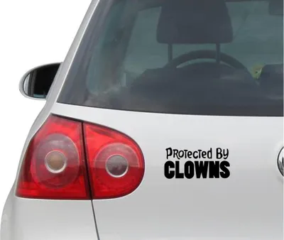 Produktbild von Aufkleber / Autoaufkleber - JDM - Die cut - Protected By Clowns Decal Auto Fenster Laptop Sticker - schwarz - 149mmx68mm