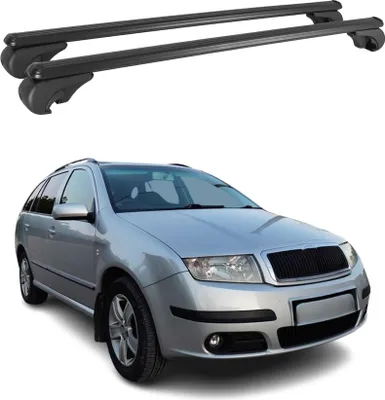 Image de Barres de toit Transversales pour Skoda Fabia I Break 2001-2008 Aluminium Noir
